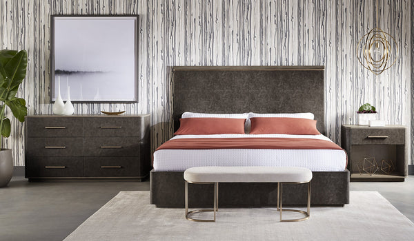 Sunpan Altman Retro-Inspired Nightstand with Faux Leather Frame & Soft-Close Drawers for Stylish Storage