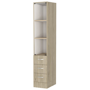 English Elm Preston Multicolor Linen Cabinet with Glass Door, 3 Shelves & 4 Drawers, Particle Board Storage End B128S00074