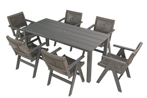 English Elm 68.9-inch Outdoor Rectangular Dining Table Hips Wood Grain Seats Six with Umbrella Hole W2085P364129