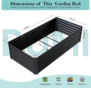English Elm 6x3x1.5ft Galvanized Steel Raised Garden Bed Deep Root Planter for Yard Vegetables Dark Gray W1859P430215