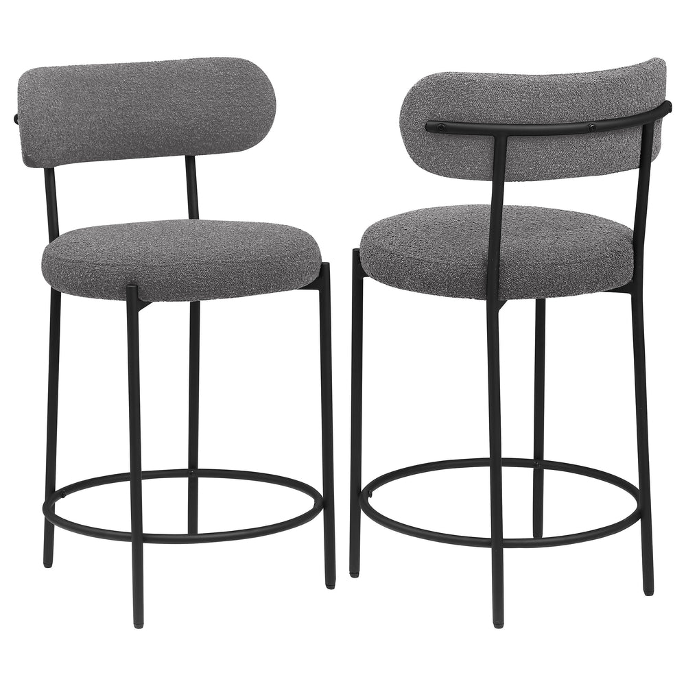 English Elm Concord Grey Boucle Counter Stools Set Of 2 - Stylish, Comfortable Chairs For Kitchen & Bar Use B062P299857