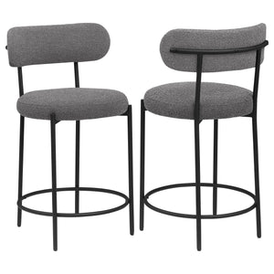 English Elm Concord Grey Boucle Counter Stools Set Of 2 - Stylish, Comfortable Chairs For Kitchen & Bar Use B062P299857