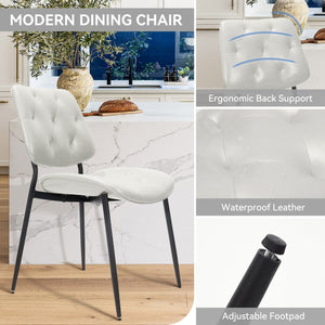 English Elm Dining Chairs Set Of 2 - Modern Pu Leather Upholstered Side Chairs For Comfort & Style In White T3950P394503