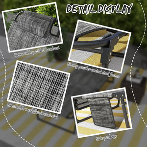English Elm Outsunny Reclining Outdoor Chaise Lounge with Mesh Base Tufted Cushion and Side Pocket Gray W2225P174367