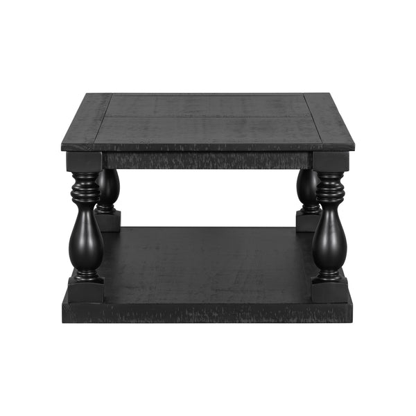 English Elm U_Style Vintage Coffee Table With Artistic Vase Legs & Luxurious Pine Veneer For Elegant Spaces N711P256967B-GIGA