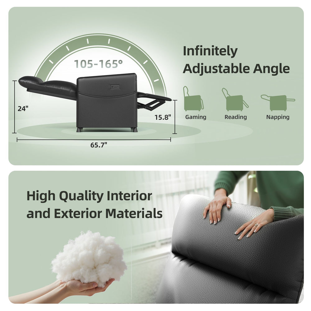 English Elm Power Recliner Chair with Electric Lift, Plush High-Density Foam, Wipe-Clean PVC Upholstery for Home Theater and Compact Spaces Black W3659P335410