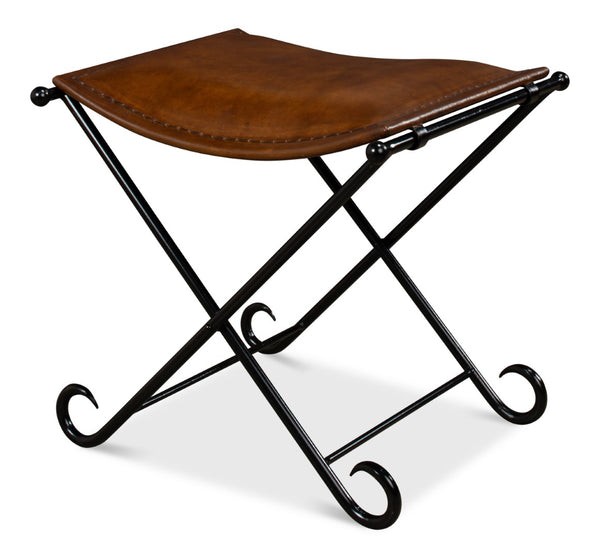 Sarreid Mozambique Field Chair - Durable Iron Frame, Black Powder Coating, Stylish Leather For Comfort Brown  26877