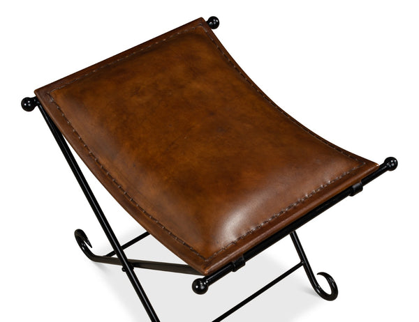 Sarreid Mozambique Field Chair - Durable Iron Frame, Black Powder Coating, Stylish Leather For Comfort Brown  26877