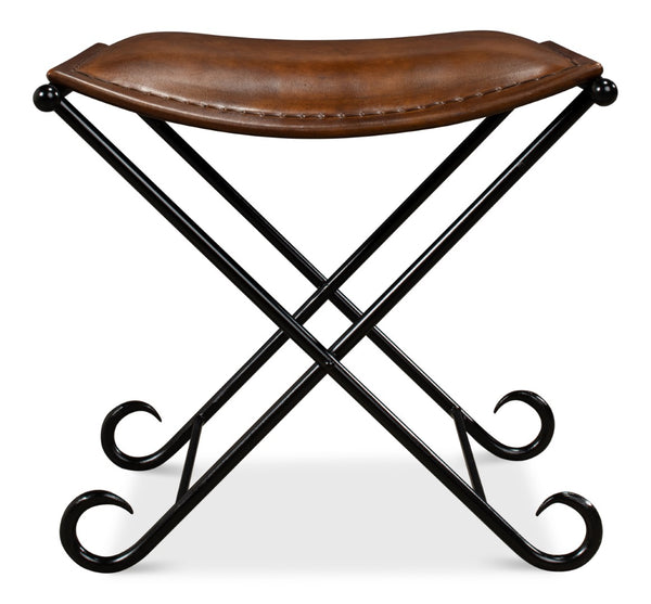 Sarreid Mozambique Field Chair - Durable Iron Frame, Black Powder Coating, Stylish Leather For Comfort Brown  26877