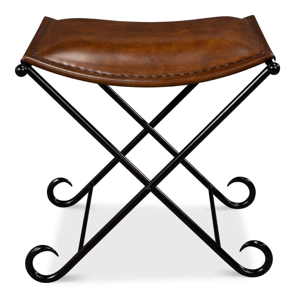 Sarreid Mozambique Field Chair - Durable Iron Frame, Black Powder Coating, Stylish Leather For Comfort Brown  26877