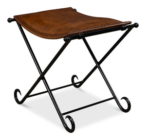 Sarreid Mozambique Field Chair - Durable Iron Frame, Black Powder Coating, Stylish Leather For Comfort Brown  26877