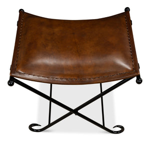 Sarreid Mozambique Field Chair - Durable Iron Frame, Black Powder Coating, Stylish Leather For Comfort Brown  26877