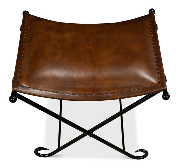 Sarreid Mozambique Field Chair - Durable Iron Frame, Black Powder Coating, Stylish Leather For Comfort Brown  26877