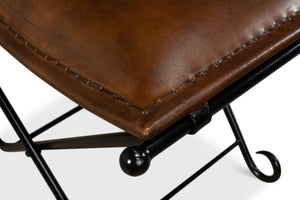 Sarreid Mozambique Field Chair - Durable Iron Frame, Black Powder Coating, Stylish Leather For Comfort Brown  26877