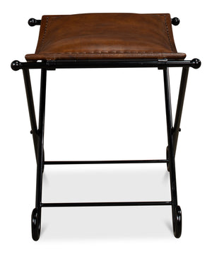 Sarreid Mozambique Field Chair - Durable Iron Frame, Black Powder Coating, Stylish Leather For Comfort Brown  26877