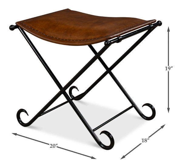 Sarreid Mozambique Field Chair - Durable Iron Frame, Black Powder Coating, Stylish Leather For Comfort Brown  26877