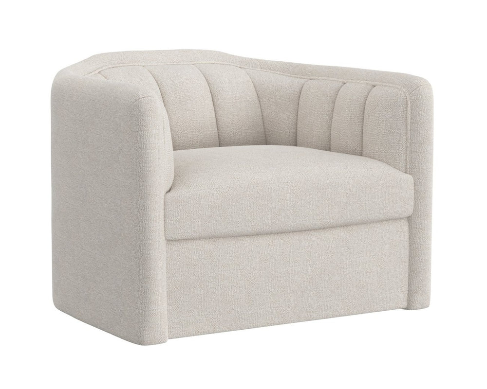 Sunpan BIRRIT Swivel Armchair - Contemporary Comfort in Alaska Greige Fabric with 360° Movement & Style 111738
