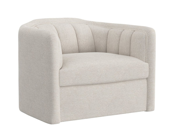 Sunpan BIRRIT Swivel Armchair - Contemporary Comfort in Alaska Greige Fabric with 360° Movement & Style 111738
