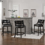 Farmhouse Counter Stool Set, Vintage Black Brown, Set of 2, Weatherproof & Stylish