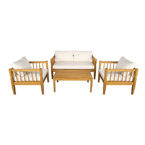 English Elm 4-piece Outdoor Acacia Wood Conversation Set with Deep Seating and Teak Finish Patio SD100002AAD
