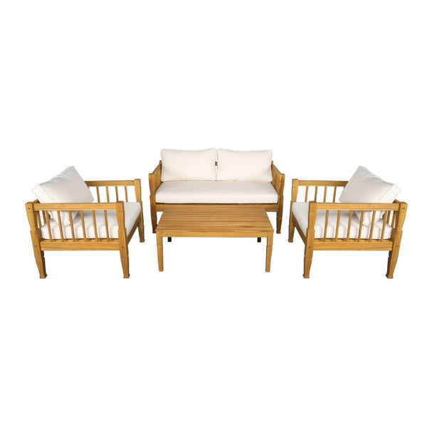 English Elm 4-piece Outdoor Acacia Wood Conversation Set with Deep Seating and Teak Finish Patio SD100002AAD