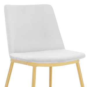 English Elm Opalyn White Velvet Dining Chairs Set of 2 — Luxurious Gold Legs, Modern Accent Seating for Home Decor B2736P354370