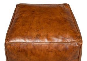 Sarreid Sunday Afternoon Leather Cube – Stylish Natural Wood & Leather Design For Modern Home Decor Brown  26896
