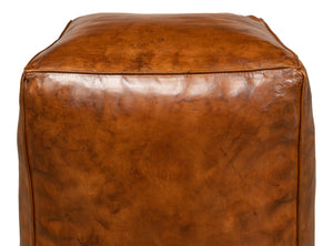 Sarreid Sunday Afternoon Leather Cube – Stylish Natural Wood & Leather Design For Modern Home Decor Brown  26896