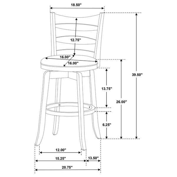English Elm Fenster Dark Brown Swivel Bar Chair - Elegant Slat-Back Design, Comfortable Foam-Padded Seat, Durable Wood B062P299937