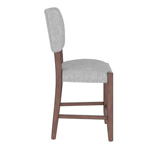 English Elm Mid Retro Counter Stools Set of 4 — Linen Upholstered Backed Bar Chairs with Solid Wood Legs, Durable 250lb Capacity Grey N752P269653E