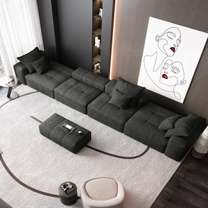 English Elm Modern Oversized Modular Sectional Sofa – Soft Chenille Fabric, 6 Pillows, Custom Layouts, No Assembly W1885S00078