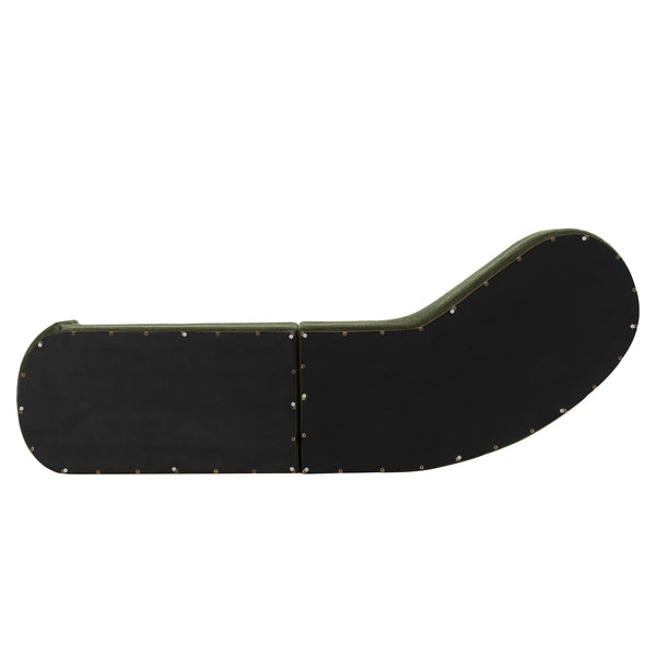 English Elm Daria 132" Chenille Sectional with Golden Mop Base — Luxurious High‑Density Foam, Pine Frame, 1100lb Capacity Olive Green B365S00121