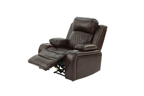 English Elm Contemporary Power Reclining Living Room Set with Leatherette Upholstery and Usb Charging B011S02446