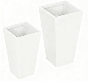 English Elm Durable Stackable Magnesium Oxide Planters 2 Pack Matte Stone Finish Outdoor Patio Set White T3971P423393