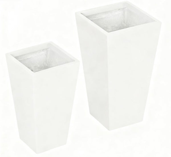 English Elm Durable Stackable Magnesium Oxide Planters 2 Pack Matte Stone Finish Outdoor Patio Set White T3971P423393