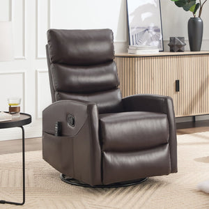 English Elm Heat Massage Rocker Swivel Recliner with 8-node Vibration and Lumbar Relief W3224P321865