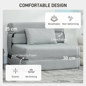 English Elm Folding Sleeper Chair Linen Upholstered High Density Foam Guest Room Floor Sofa Bed T3971P390259