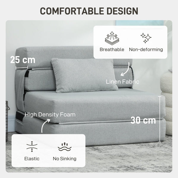 English Elm Folding Sleeper Chair Linen Upholstered High Density Foam Guest Room Floor Sofa Bed T3971P390259