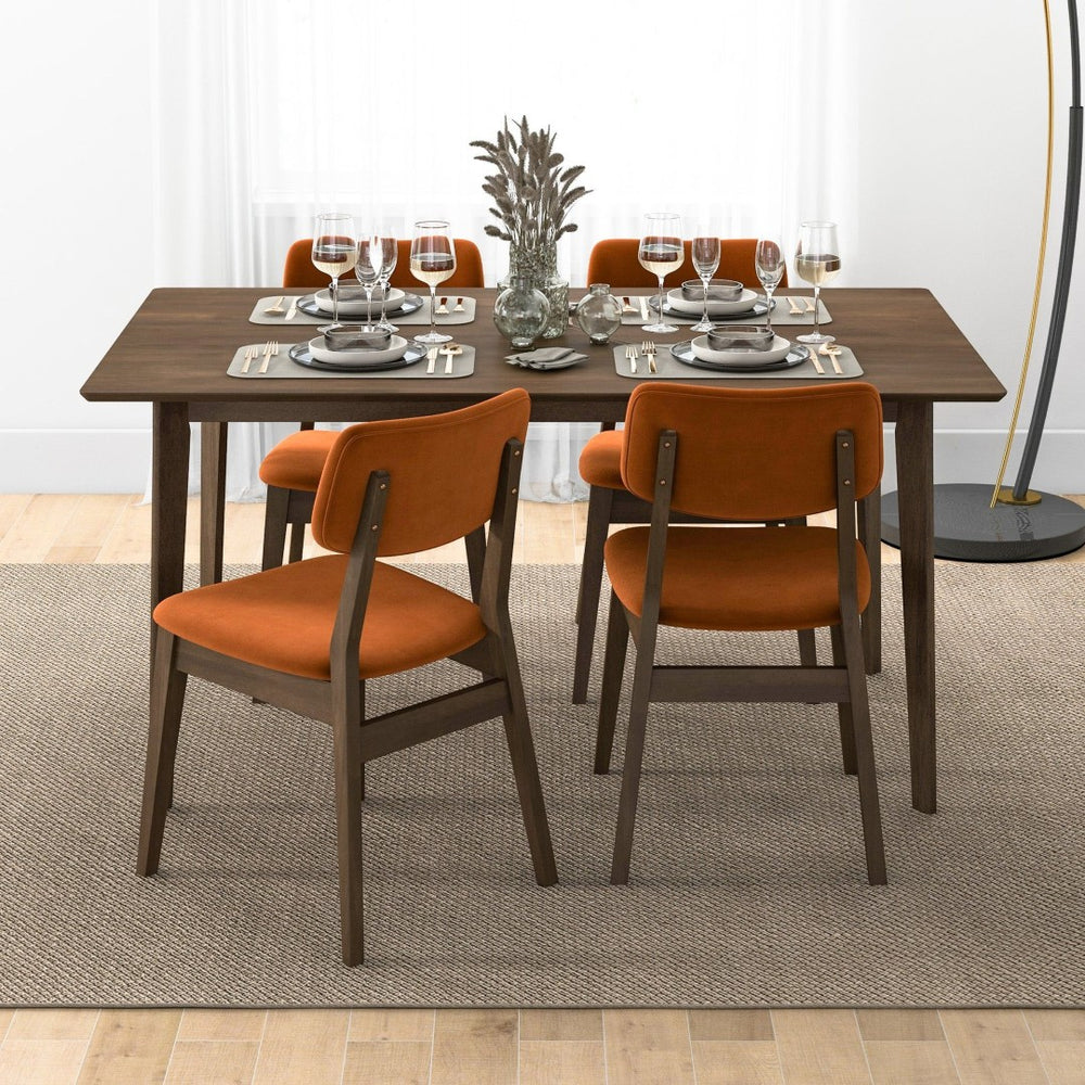 English Elm Carlos Mid-century Velvet Dining Chairs Split Back Splayed Legs Set of 2 B183P231978
