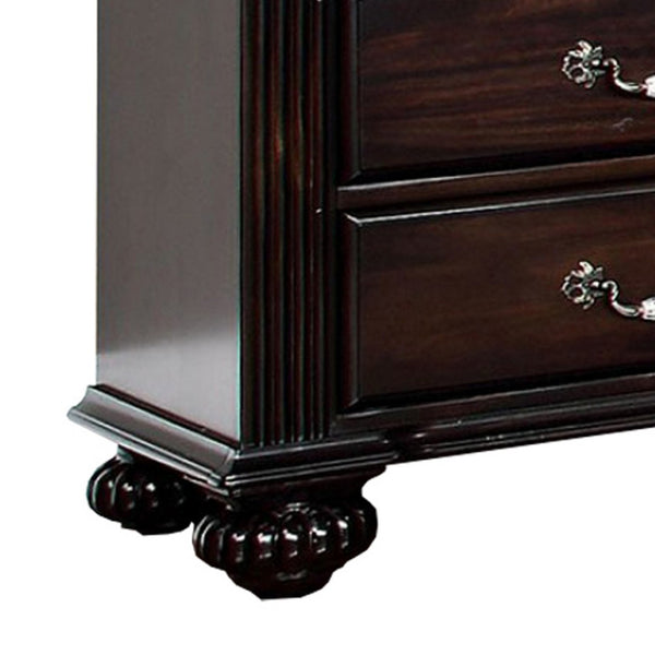 English Elm Syracuse Dark Walnut Nightstand with Antique Brass Hardware for Classic Bedrooms B056P417102