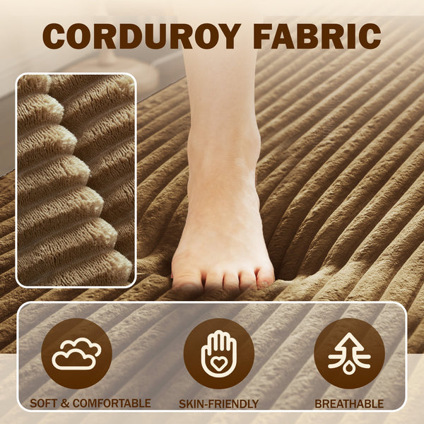 English Elm Modern Full Size Folding Sofa Bed with Plush Corduroy, 2 Pillows, 15" Foam Mattress, No Assembly Required Camel W1885P347081