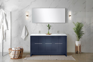 English Elm Navy Blue Double Bath Vanity With Cultured Marble Top & Brushed Nickel Faucet – Stylish Storage Solution! B2731P259450