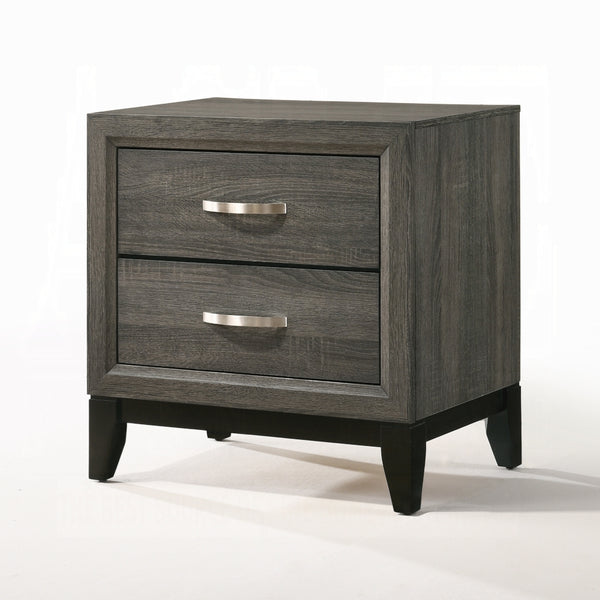 English Elm Transitional Rustic Two-Drawer Nightstand with Ample Storage, Solid Wooden Build and Easy Assembly Gray 20 L x 27 W x 25 H B2741P323123