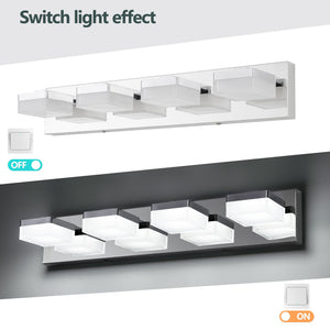 English Elm Modern Chrome Led Vanity Light - 4-Light Wall Sconce For Effortless Grooming & Stylish Decor W2312P374910