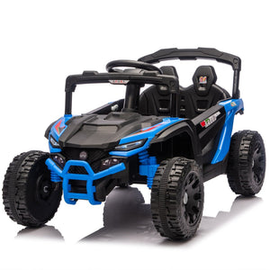 English Elm 24v Kids Utv Ride on with Dual 80w Motors Remote Control and Four Wheel Suspension Blue W1578P342132