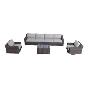 English Elm Fully Assembled 6-Piece Wicker Patio Sofa Set With Plush Cushions For Ultimate Outdoor Comfort B120S00142