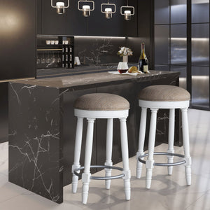 English Elm AGODY 26" Counter Swivel Bar Stools Set of 2 with Cushioned Fabric Seats, Iron Footrest, 300lb Capacity W2170P208071