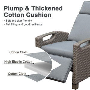 English Elm Outdoor Recliner Chair with Hand‑Woven Resin Wicker, Built‑In Flip Table, Thick Cushions, 150° Recline Gray W1859P196424