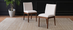 English Elm Set of 2 Upholstered Dining Chairs Rubberwood Legs Minimalist Modern Seating N759P288155K