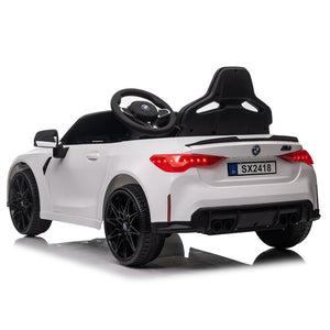 English Elm Bmw M4 Licensed Kids Ride on Car with Parental Remote Dual Motors and Led Lights White W1578P214202